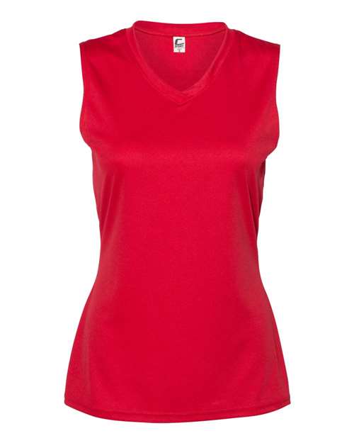 C2 Sport 5663 Women's Sleeveless V-Neck T-Shirt #color_Red