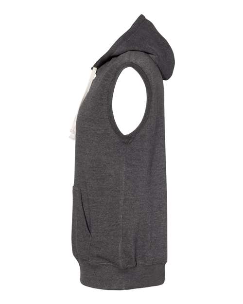 J America JA8877 Adult Triblend Fleece Sleeveless Hooded Sweatshirt #color_BLACK TRIBLEND