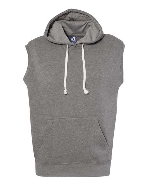 J America JA8877 Adult Triblend Fleece Sleeveless Hooded Sweatshirt #color_SMOKE TRIBLEND