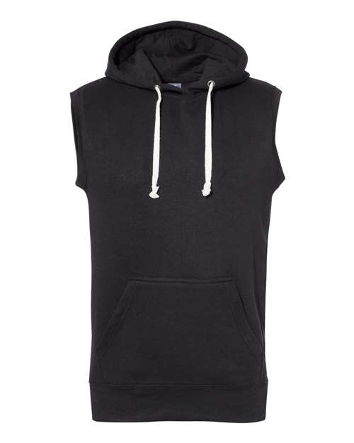J America JA8877 Adult Triblend Fleece Sleeveless Hooded Sweatshirt #color_BLACK