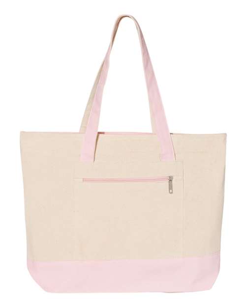 Q-Tees Q1300 19L Zippered Tote #color_Natural/ Light Pink