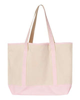 Q-Tees Q1500 34.6L Large Canvas Deluxe Tote #color_Natural/ Light Pink