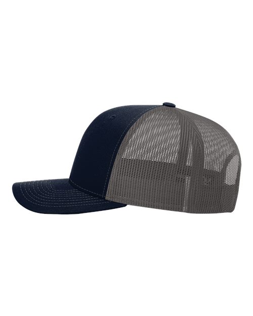 Richardson 112 Snapback Trucker Cap #color_Navy/ Charcoal