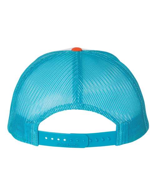 Richardson 115 Low Pro Trucker Cap #color_White/ Blue Hawaiin/ Pale Orange