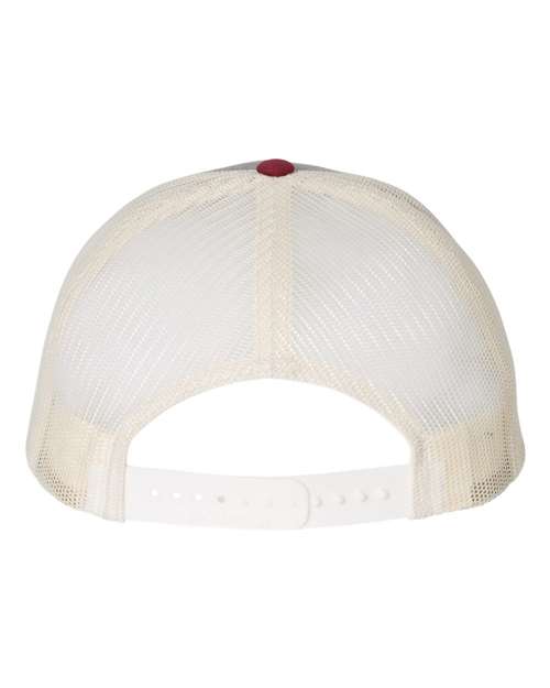 Richardson 115 Low Pro Trucker Cap #color_Heather Grey/ Birch/ Cardinal