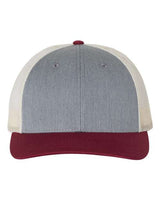 Richardson 115 Low Pro Trucker Cap #color_Heather Grey/ Birch/ Cardinal