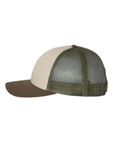 Richardson 115 Low Pro Trucker Cap #color_Tan/ Loden/ Brown