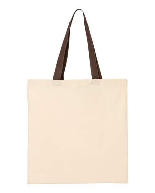 Q-Tees QTB6000 Economical Tote with Contrast-Color Handles #color_Natural/ Chocolate