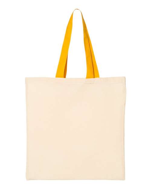 Q-Tees QTB6000 Economical Tote with Contrast-Color Handles #color_Natural/ Gold