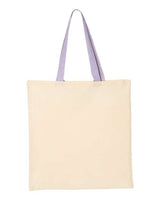 Q-Tees QTB6000 Economical Tote with Contrast-Color Handles #color_Natural/ Lavender
