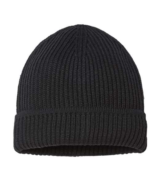 Atlantis Headwear MAPLE Sustainable Finish Edge Cuffed Beanie #color_Black