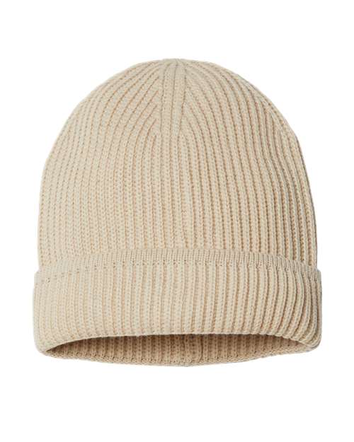 Atlantis Headwear MAPLE Sustainable Finish Edge Cuffed Beanie #color_Light Beige