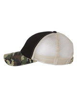 Valucap 3100 Contrast-Stitch Mesh-Back Cap #color_Black/ Camo/ Stone