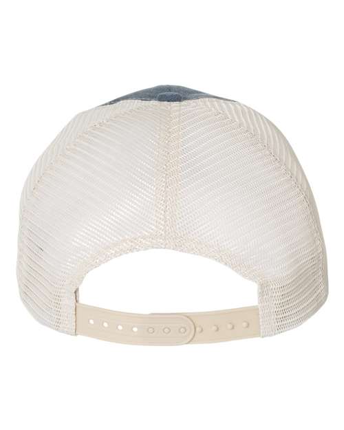 Valucap SP510 Pigment-Dyed Trucker Cap #color_Navy/ Cardinal/ Stone