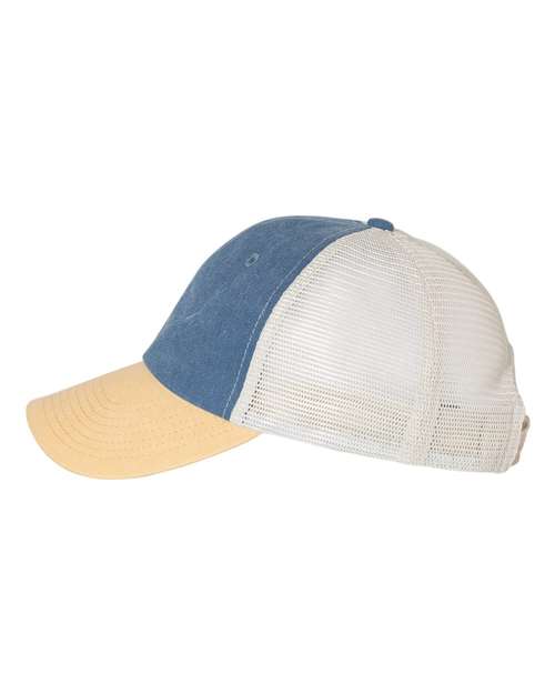 Valucap SP510 Pigment-Dyed Trucker Cap #color_Royal/ Mustard/ Stone