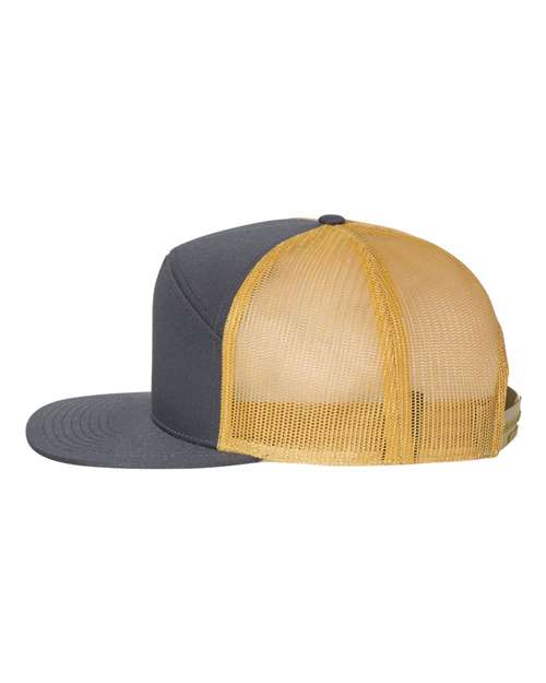 Richardson 168 Seven-Panel Trucker Cap #color_Charcoal/ Old Gold