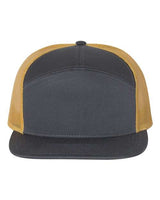 Richardson 168 Seven-Panel Trucker Cap #color_Charcoal/ Old Gold
