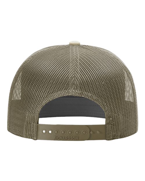 Richardson 168 Seven-Panel Trucker Cap #color_Pale Khaki/ Loden Green