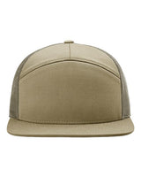 Richardson 168 Seven-Panel Trucker Cap #color_Pale Khaki/ Loden Green
