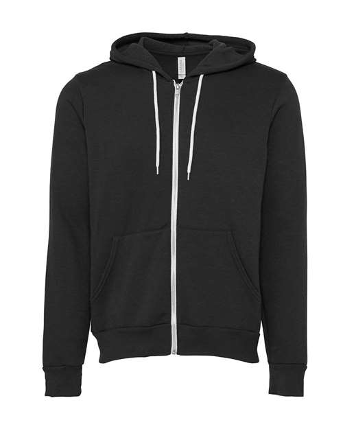 Bella + Canvas 3739 Unisex Poly-Cotton Fleece Full-Zip Hooded Sweatshirt #color_DTG DARK GREY