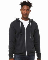 Bella + Canvas 3739 Unisex Poly-Cotton Fleece Full-Zip Hooded Sweatshirt #color_DTG DARK GREY