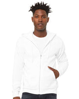 Bella + Canvas 3739 Unisex Poly-Cotton Fleece Full-Zip Hooded Sweatshirt #color_DTG WHITE