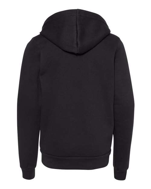 Bella + Canvas 3739Y Youth Sponge Fleece Full-Zip Hooded Sweatshirt #color_BLACK