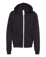 Bella + Canvas 3739Y Youth Sponge Fleece Full-Zip Hooded Sweatshirt #color_BLACK