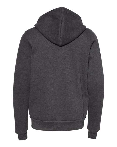 Bella + Canvas 3739Y Youth Sponge Fleece Full-Zip Hooded Sweatshirt #color_DARK GRY HEATHER