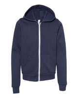 Bella + Canvas 3739Y Youth Sponge Fleece Full-Zip Hooded Sweatshirt #color_NAVY
