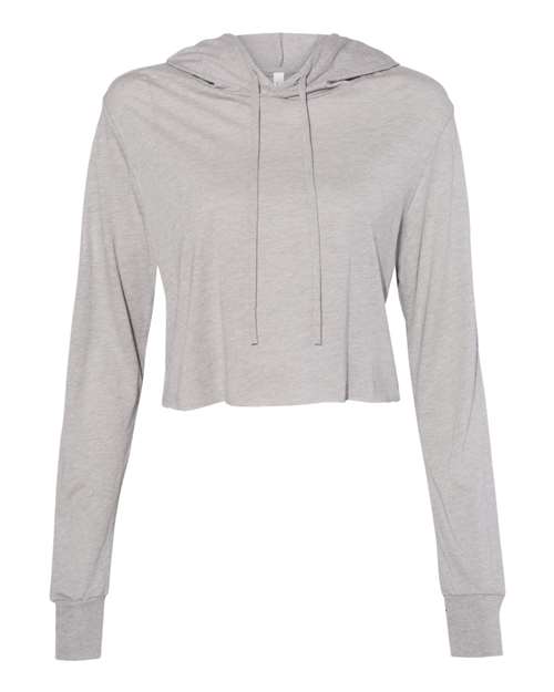 Bella + Canvas 8512 Ladies' Cropped Long Sleeve Hoodie T-Shirt #color_ATH GREY TRIBLND