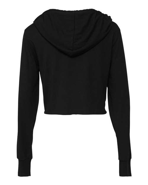 Bella + Canvas 8512 Ladies' Cropped Long Sleeve Hoodie T-Shirt #color_SOLID BLK TRBLND