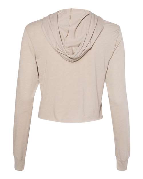 Bella + Canvas 8512 Ladies' Cropped Long Sleeve Hoodie T-Shirt #color_TAN TRIBLEND