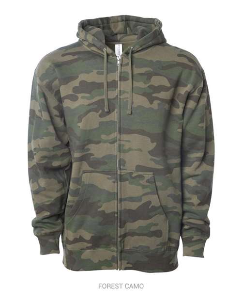 Independent Trading Co. SS4500Z Midweight Full-Zip Hooded Sweatshirt #color_Forest Camo