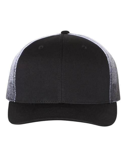 Richardson 112PM Printed Mesh Trucker Cap #color_Black/ Black to White Fade