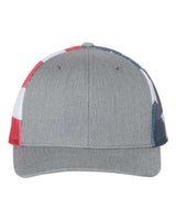 Richardson 112PM Printed Mesh Trucker Cap #color_Heather Grey/ Stars & Stripes