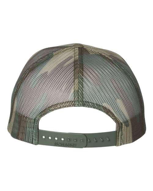 Richardson 112PM Printed Mesh Trucker Cap #color_Loden/ Green Camo