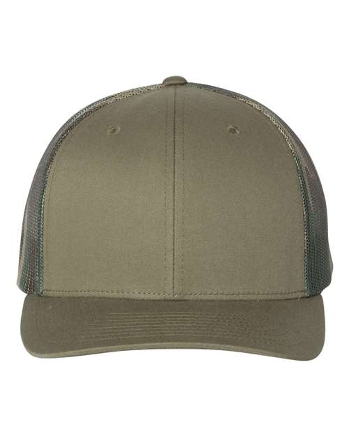 Richardson 112PM Printed Mesh Trucker Cap #color_Loden/ Green Camo