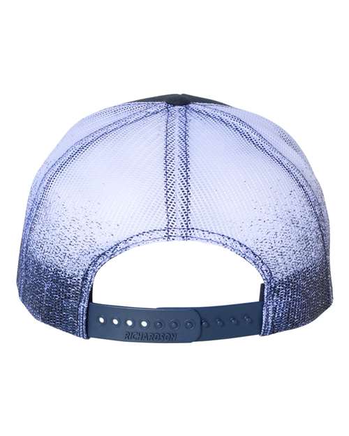 Richardson 112PM Printed Mesh Trucker Cap #color_Navy/ Navy to White Fade