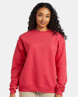 Hanes P1607 Unisex Ecosmart 50/50 Crewneck Sweatshirt #color_HEATHER RED