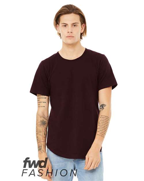 Bella + Canvas 3003C FWD Fashion Men's Curved Hem Short Sleeve T-Shirt #color_OXBLOOD BLACK