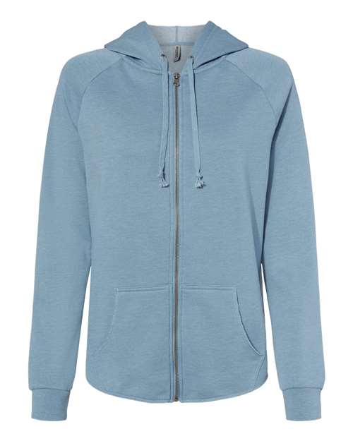 Independent Trading Co. PRM2500Z Women's California Wave Wash Full-Zip Hooded Sweatshirt #color_Misty Blue