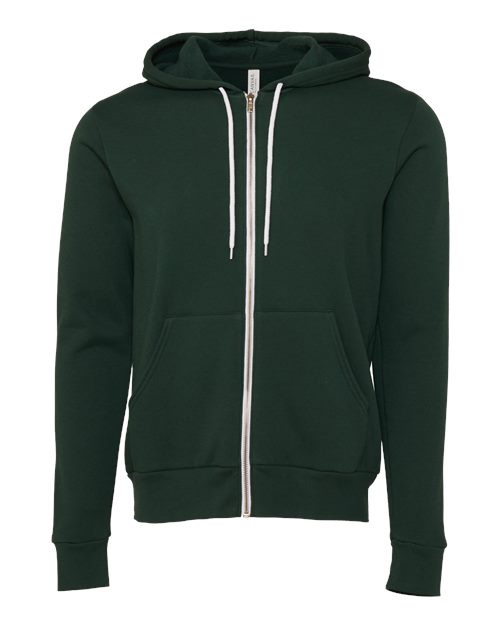 Bella + Canvas 3739 Unisex Poly-Cotton Fleece Full-Zip Hooded Sweatshirt #color_FOREST
