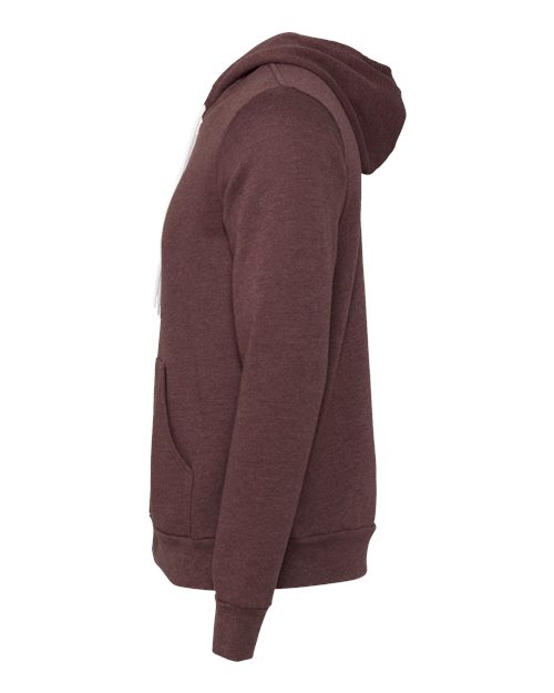 Bella + Canvas 3739 Unisex Poly-Cotton Fleece Full-Zip Hooded Sweatshirt #color_HEATHER MAROON