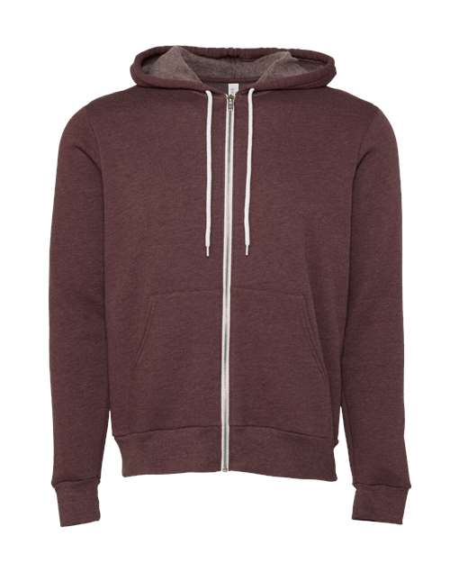 Bella + Canvas 3739 Unisex Poly-Cotton Fleece Full-Zip Hooded Sweatshirt #color_HEATHER MAROON