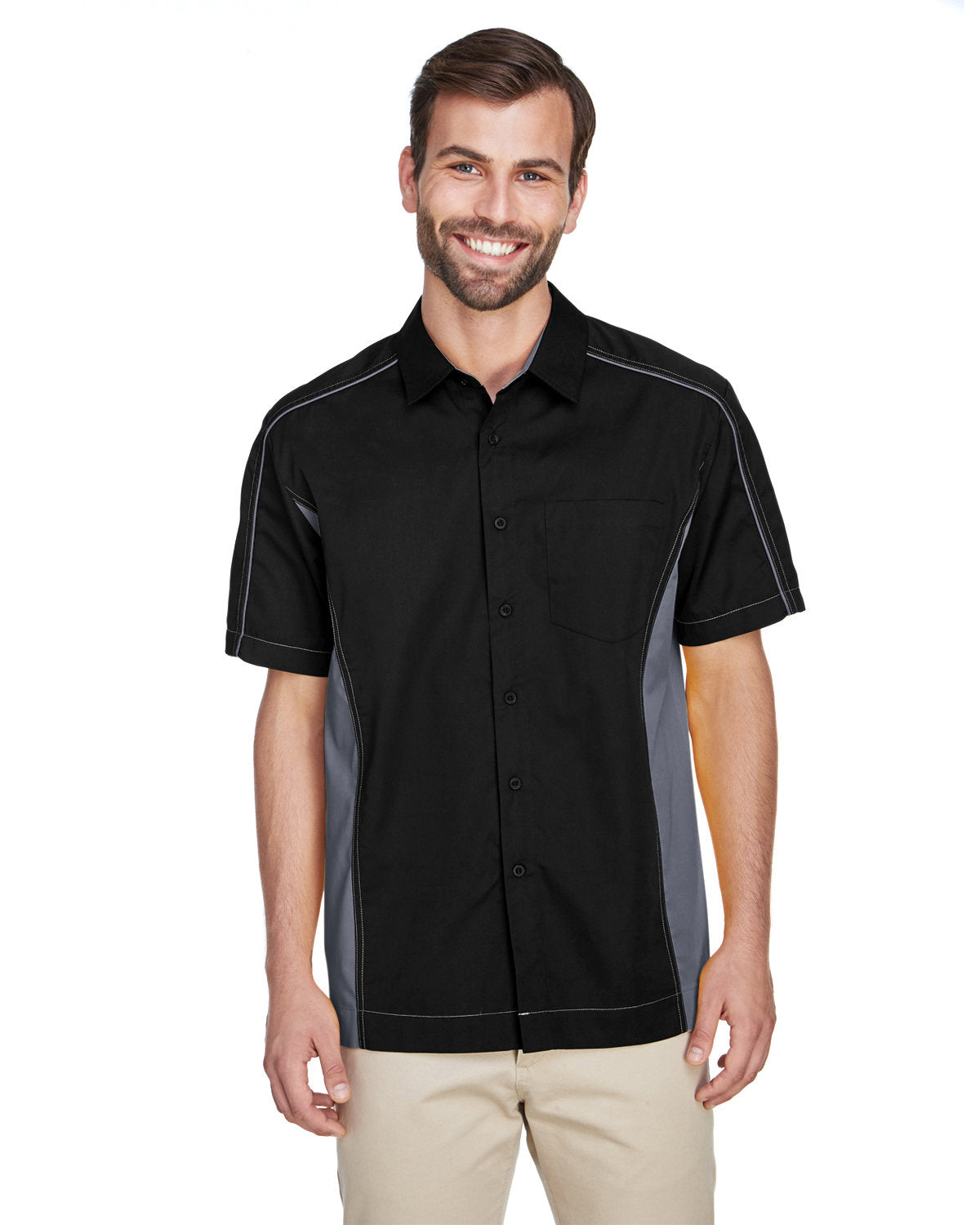 North End 87042T Men's Tall Fuse Colorblock Twill Shirt