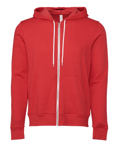 Bella + Canvas 3739 Unisex Poly-Cotton Fleece Full-Zip Hooded Sweatshirt #color_HEATHER RED