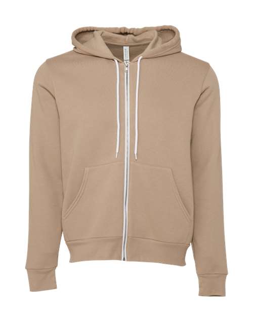 Bella + Canvas 3739 Unisex Poly-Cotton Fleece Full-Zip Hooded Sweatshirt #color_TAN