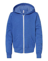 Bella + Canvas 3739Y Youth Sponge Fleece Full-Zip Hooded Sweatshirt #color_HTHR TRUE ROYAL