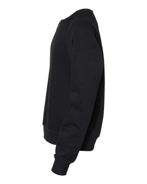Bella + Canvas 3901Y Youth Sponge Fleece Raglan Sweatshirt #color_BLACK